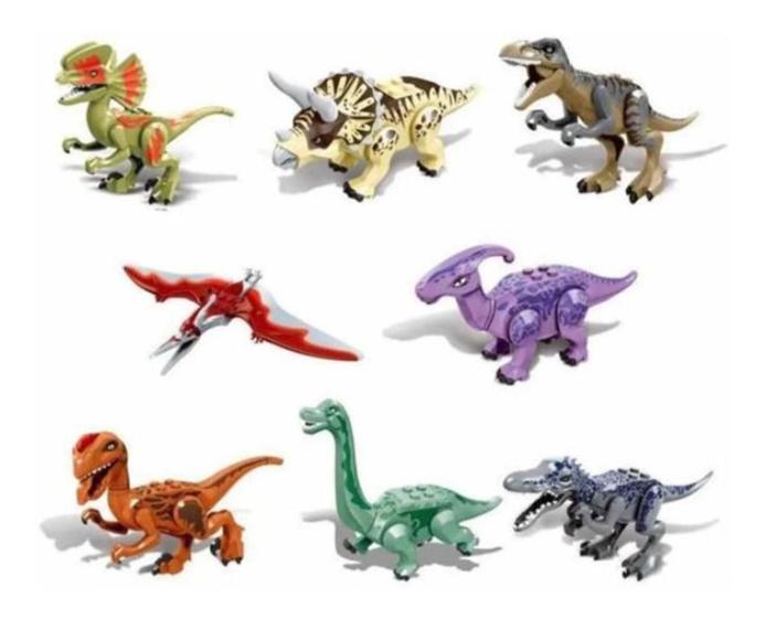 Imagem de Blocos Montar Kit Jurássico T-Rex Velociraptor Dinossauros