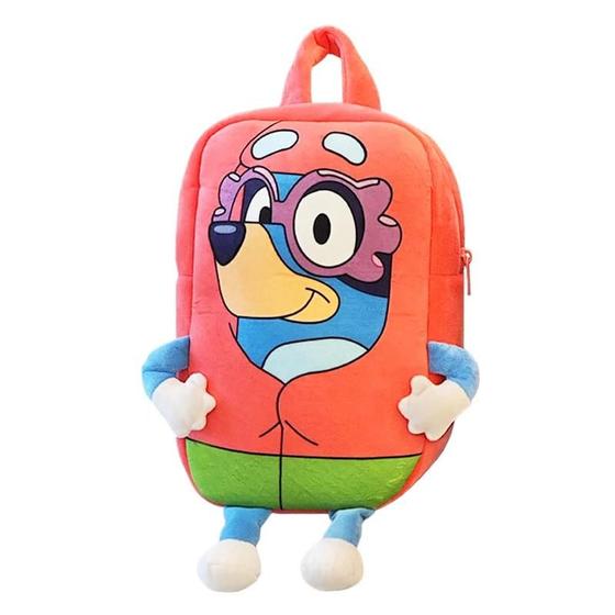 Imagem de Bluey Family Cartoon School Bag Kawaii Bluey Orange Dog Mochila Infantil Brinquedos