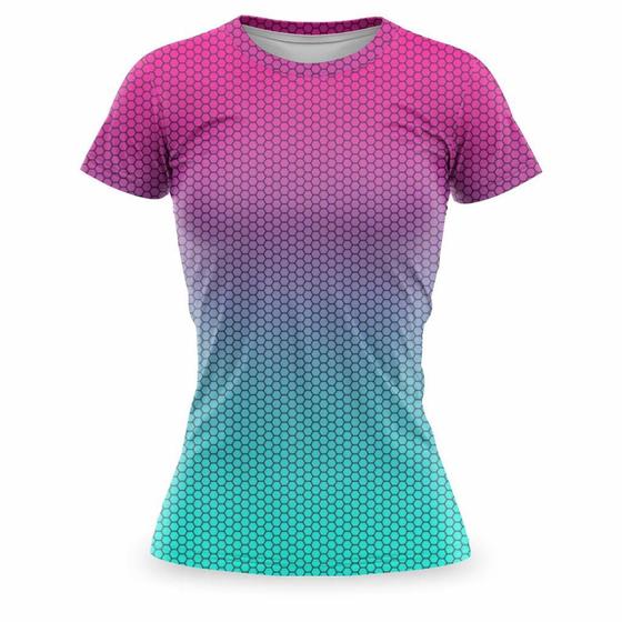 Imagem de Blusa Academia Feminina Fitness Camiseta Treino Camisa Caminhada Proteção Uv50