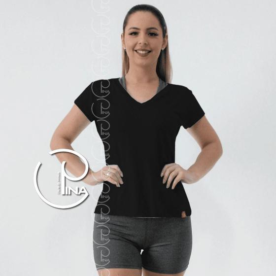 Imagem de Blusa Academia Ginástica Gola V em Visco PINA