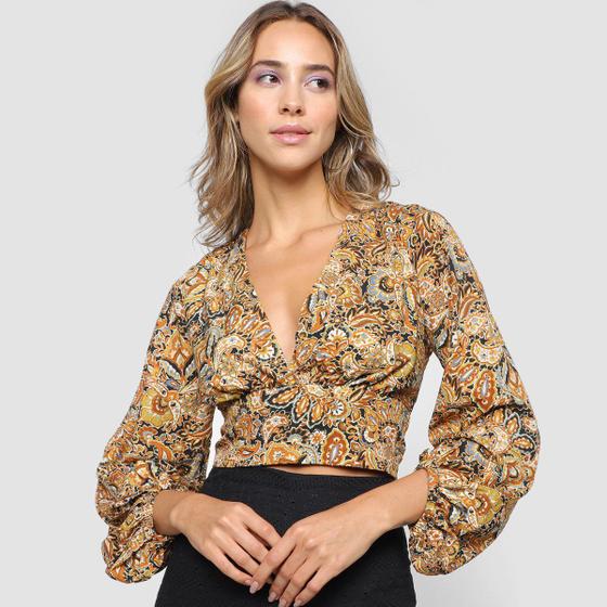 Imagem de Blusa All Is Love Paisley Cropped Decote V Feminina