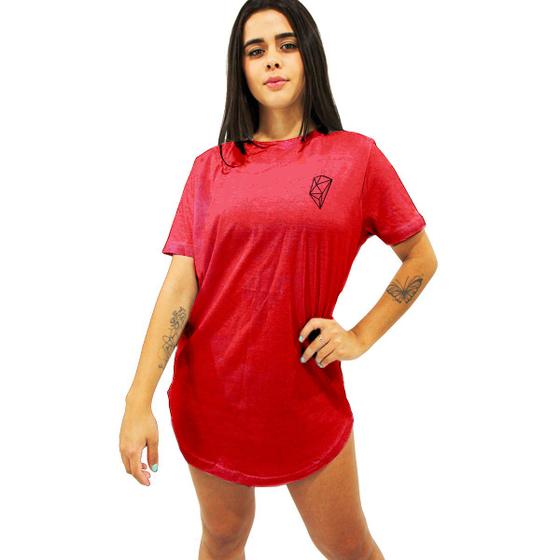 Imagem de Blusa Alongada Camisa Longline Feminina Manga Curta Fitness Pre Historic