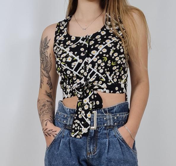 Amarrar Feminina Blusa Jeans De Amarrar Denim Cropped Jeans De