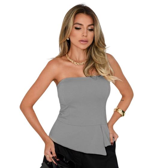 Imagem de Blusa Assimétrica sem alça Com Bojo Moda Blogueira