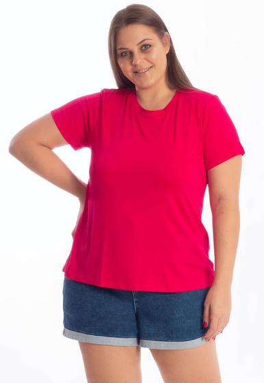 Imagem de Blusa Baby Look Feminina Gola Redonda Plus Size T-shirt Lisa Básica 3013.C1