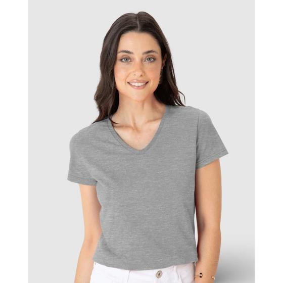 Imagem de Blusa Baby Look Feminina Gola V Basicamente Ref. 90443