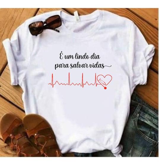 Imagem de Blusa Baby Look T-shirt Feminina Enfermagem É Um Lindo Dia Para Salvar Vidas
