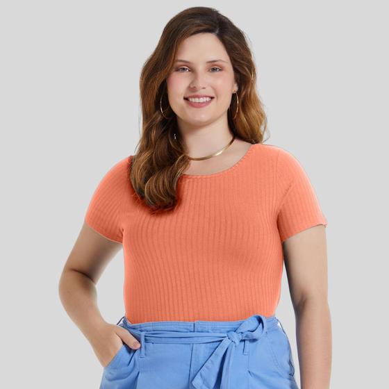 Imagem de Blusa básica canelada plus size