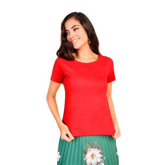 Imagem de Blusa Básica Suede Camurça Veludo Manga Curta Donna Martins