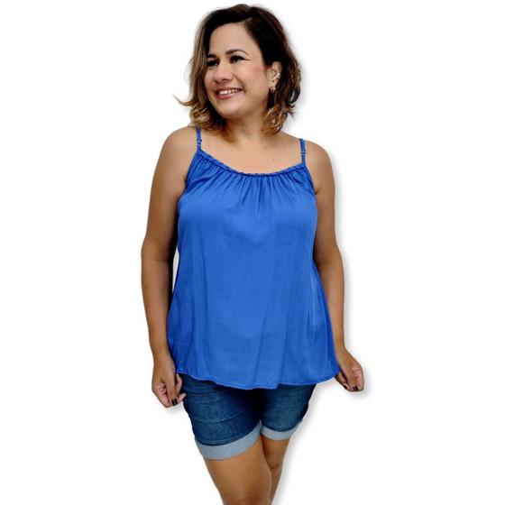 Imagem de Blusa Bata Alça Com Regulagem Viscose Estampada Gg Plus Size