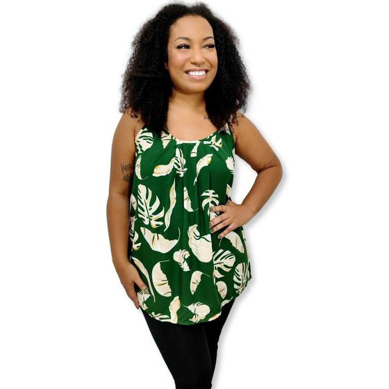 Imagem de Blusa Bata Alça Com Regulagem Viscose Estampada Gg Plus Size