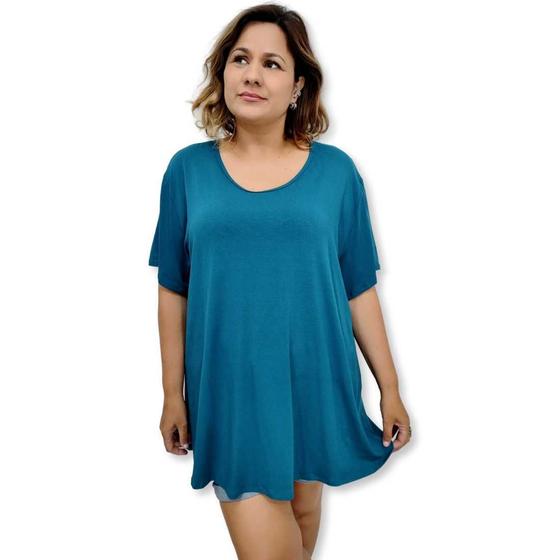 Imagem de Blusa Bata Feminina Manga Curta Malha Lisa Plus Size 52 54