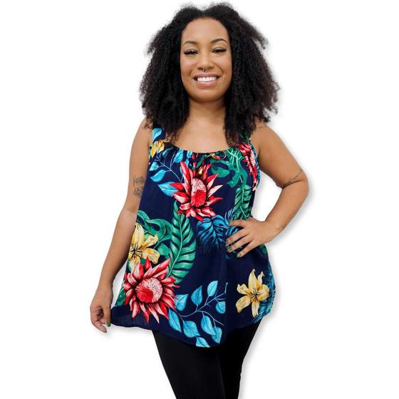 Imagem de Blusa Bata Feminina Regata Viscose Estampada Gg Plus Size