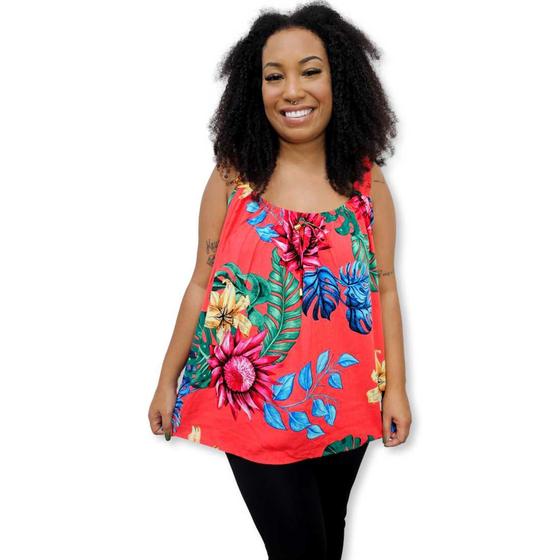 Imagem de Blusa Bata Feminina Regata Viscose Estampada Gg Plus Size