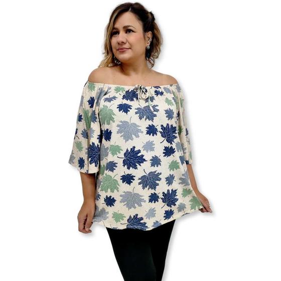 Imagem de Blusa Bata Viscolycra Ciganinha Estampada Plus Size G2