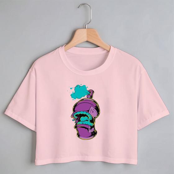 Imagem de Blusa Blusinha Camiseta Cropeed TShirt Feminina Algodão Tecido Premium Estampa Digital Spray Boca