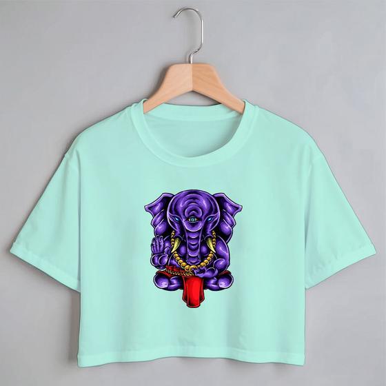 Imagem de Blusa Blusinha Camiseta Cropped TShirt Feminina Algodão Tecido Premium Estampa Digital Ganesha