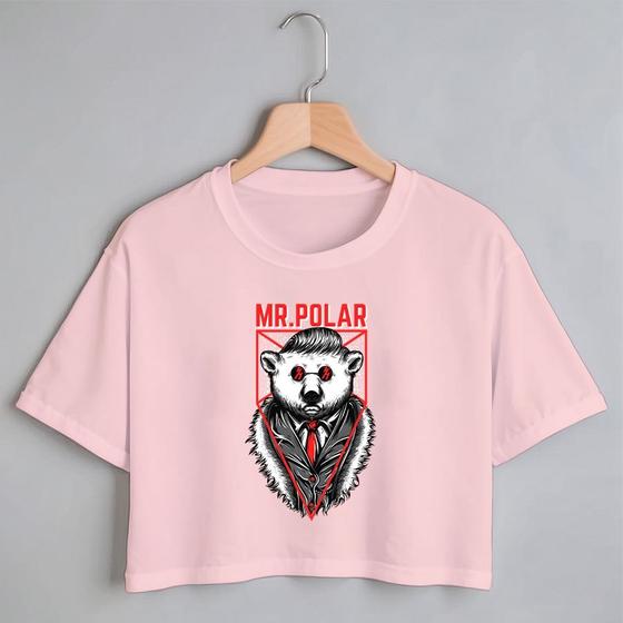 Imagem de Blusa Blusinha Camiseta Cropped TShirt Feminina Algodão Tecido Premium Estampa Digital Mr Polar