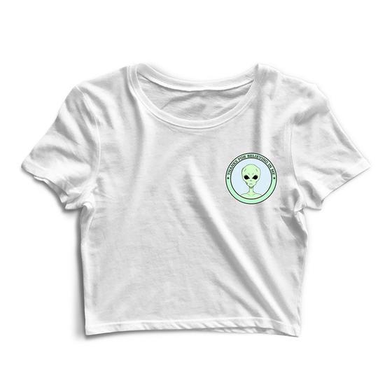 Imagem de Blusa Blusinha Cropped Tshirt Camiseta Feminina Alien Thanks