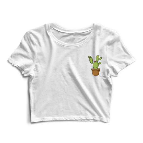Blusa Blusinha Cropped Tshirt Camiseta Feminina Cactos Planta