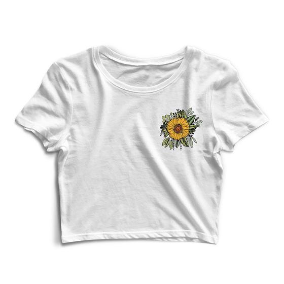 Imagem de Blusa Blusinha Cropped Tshirt Camiseta Feminina Flor