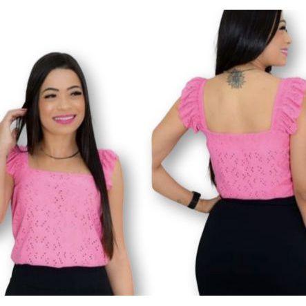 Imagem de Blusa blusinha laise confortável alça babado feminino