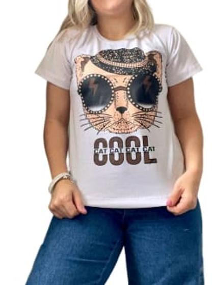 Imagem de Blusa blusinha t-shirt camiseta gato moda casual feminina estilo
