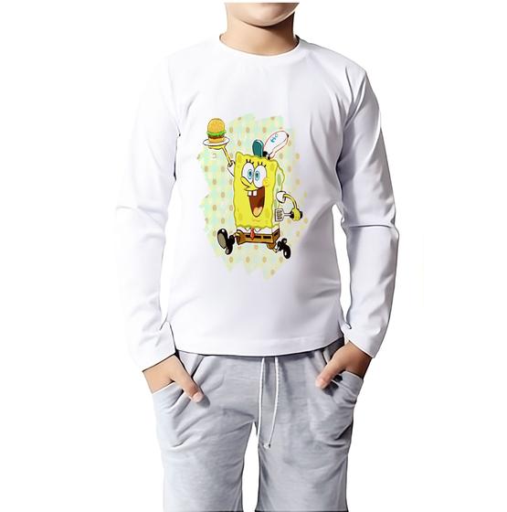 Imagem de Blusa Bob Esponja Kids Manga Longa Moda Personalizada