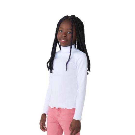 Imagem de Blusa Branca Infantil Menina Manga Longa com Gola Alta Hering