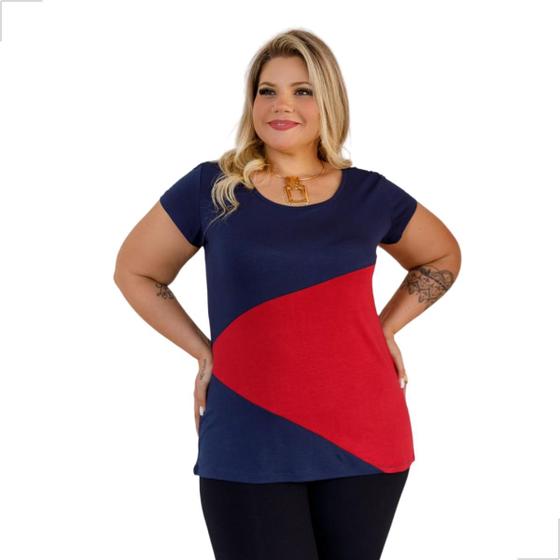 Imagem de Blusa Camiseta Feminina Verão Básica Triangulo Plus Size