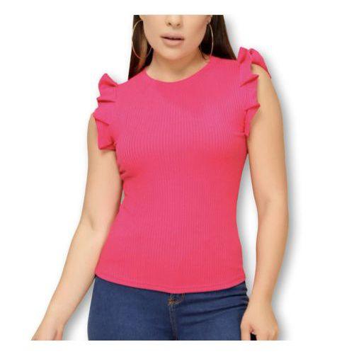 Imagem de Blusa canelada cavada babado casual estilo feminina