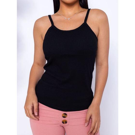 Imagem de Blusa canelado alça fina com bojo feminina moda barata