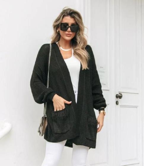 Imagem de Blusa Cardigan Feminina Tricô Blogueira Papilloo