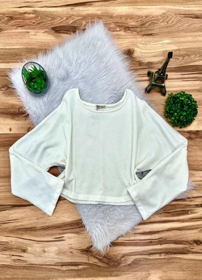 Imagem de Blusa Casaco Cropped Maria Em Moletom Gola Canoa