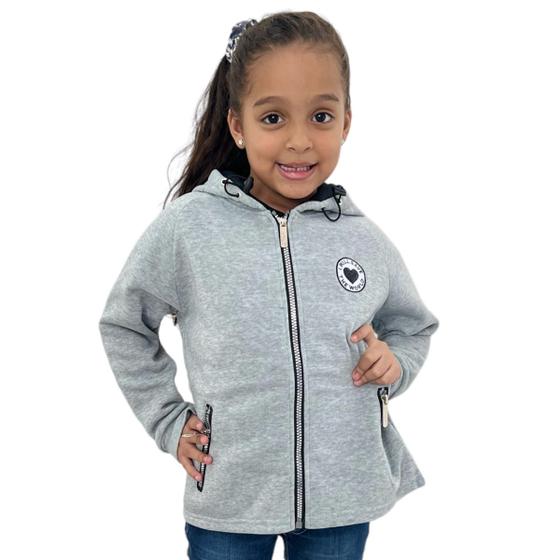 Imagem de Blusa Casaco Moletom Menina Flanedado Aberto Com Ziper