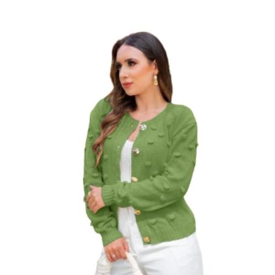 Imagem de Blusa Casaquinho Cardigan Tricot Feminino Com Botão R111