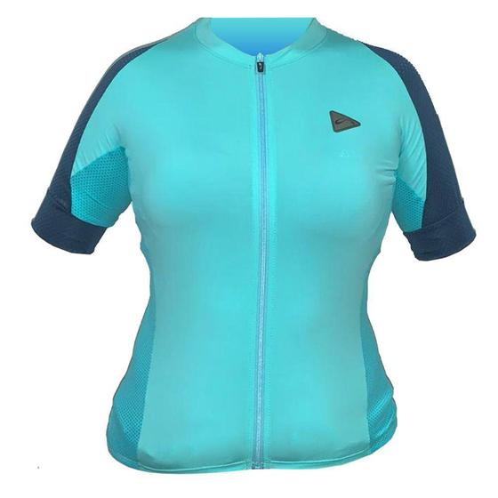 Imagem de Blusa Ciclismo Feminina Manga Curta Sol Training Verde Água Tam M