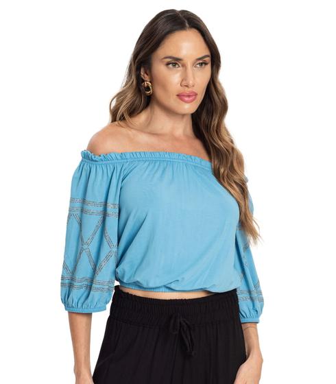 Imagem de Blusa Ciganinha Estampa Com Gliter Endless Azul