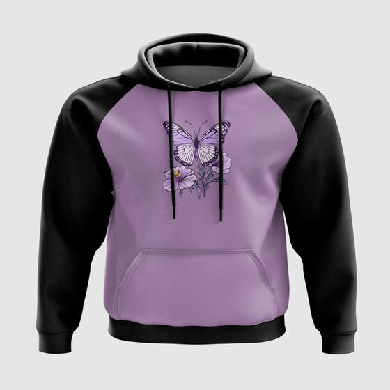 Imagem de Blusa com Capuz Borboleta Lilás com Flores