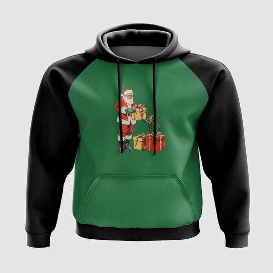 Imagem de Blusa com Capuz Papai Noel e Elfo com Presentes Natal