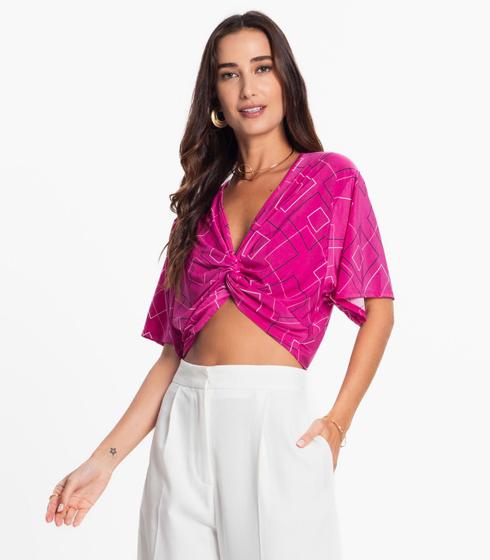 Imagem de Blusa Com transpassado Em Forma De Nó Rovitex Rosa