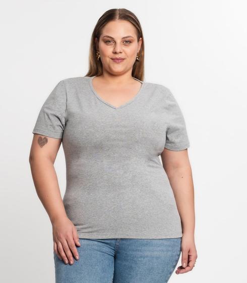 Imagem de Blusa Cotton Básica Plus Size Feminina Kohmar Cinza