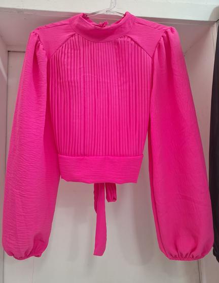 Imagem de Blusa Cropped alongado Rosa Pink Manga comprida