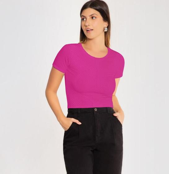 Imagem de Blusa Cropped Básica Canelada Recorte Lunender Curtinha 0465