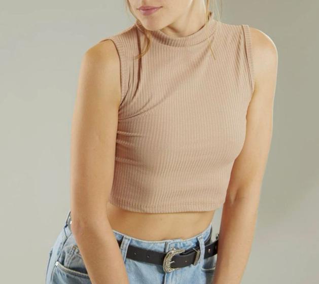 Imagem de Blusa Cropped canelada cavada gola alta blogueira feminina