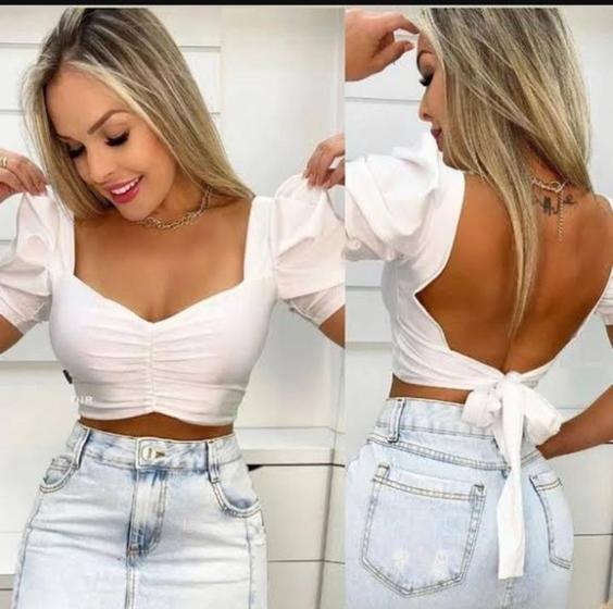 Imagem de Blusa Cropped Drapeado Detalhe Amarração nas costas