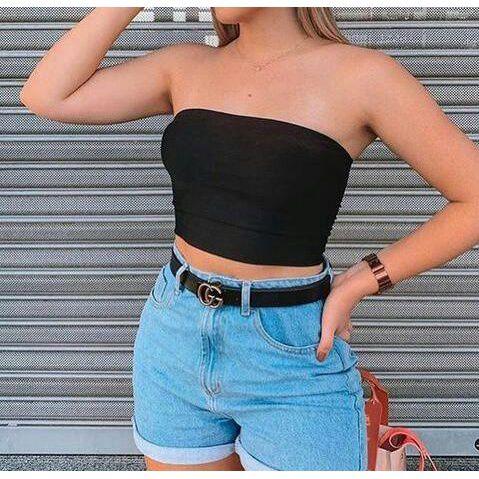 Imagem de Blusa cropped faixa moda feminina