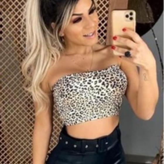 Imagem de Blusa cropped faixa top com bojo suplex feminino