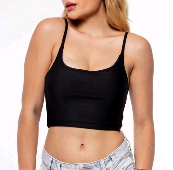 Imagem de Blusa Cropped feminina alça extra fina estilo gringa casual