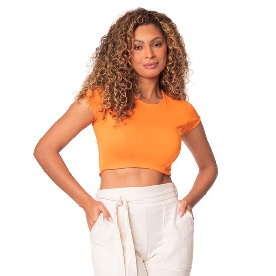 Imagem de Blusa Cropped Feminina Giraffe Barra Arredondada Laranja